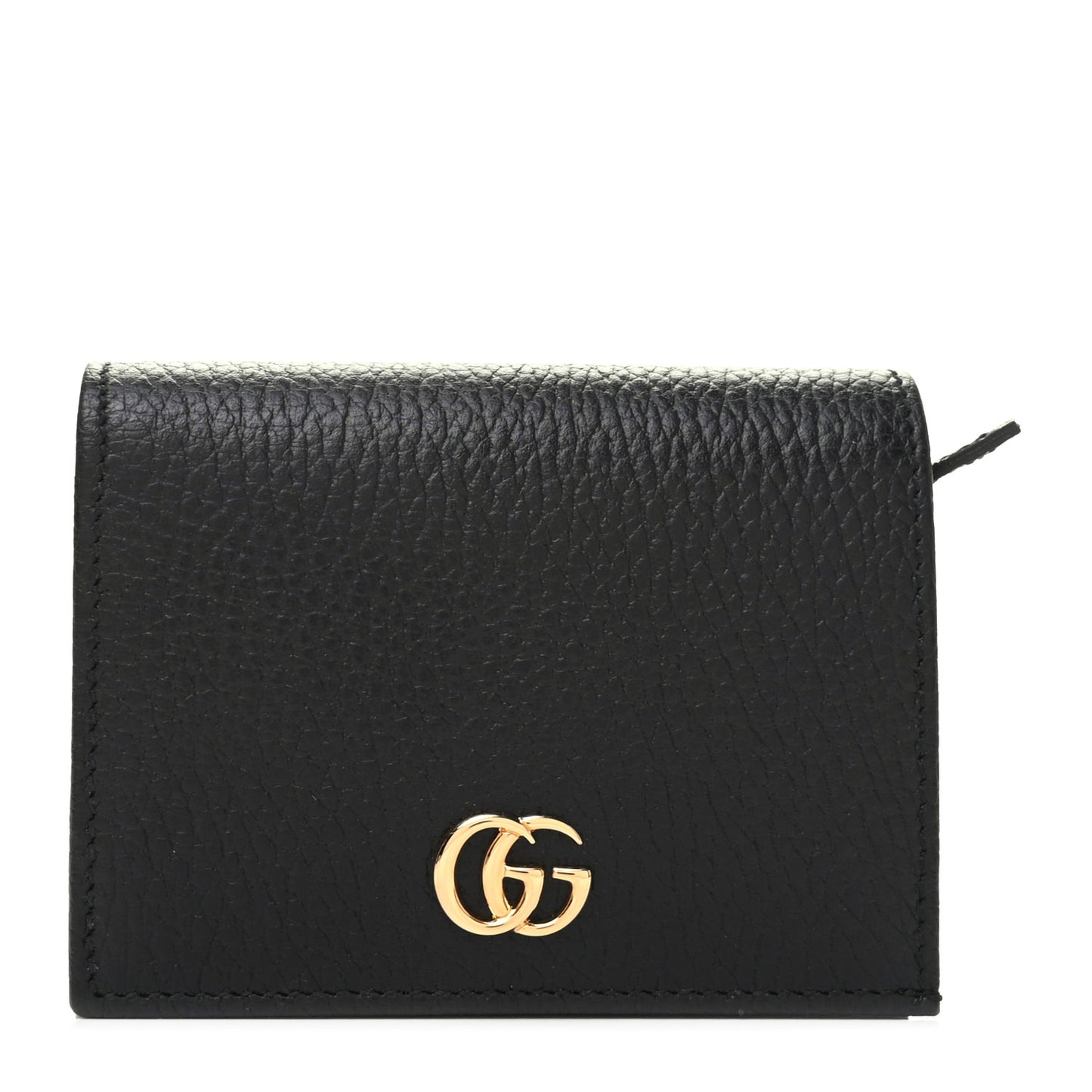Pebbled Calfskin GG Marmont Card Case Black
