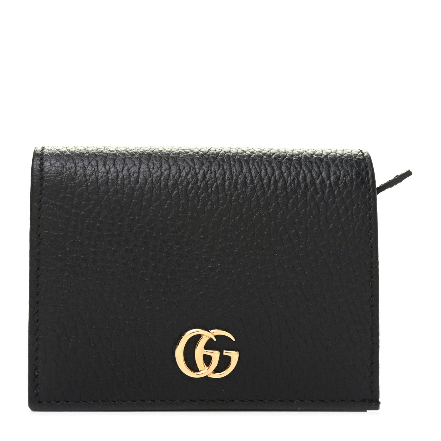 Gucci Pebbled Calfskin GG Marmont Card Case Black 1 of 8
