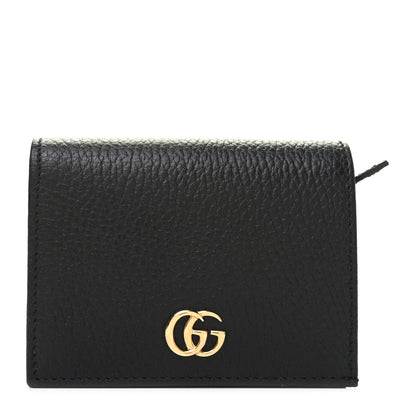 Gucci Pebbled Calfskin GG Marmont Card Case Black 1 of 8