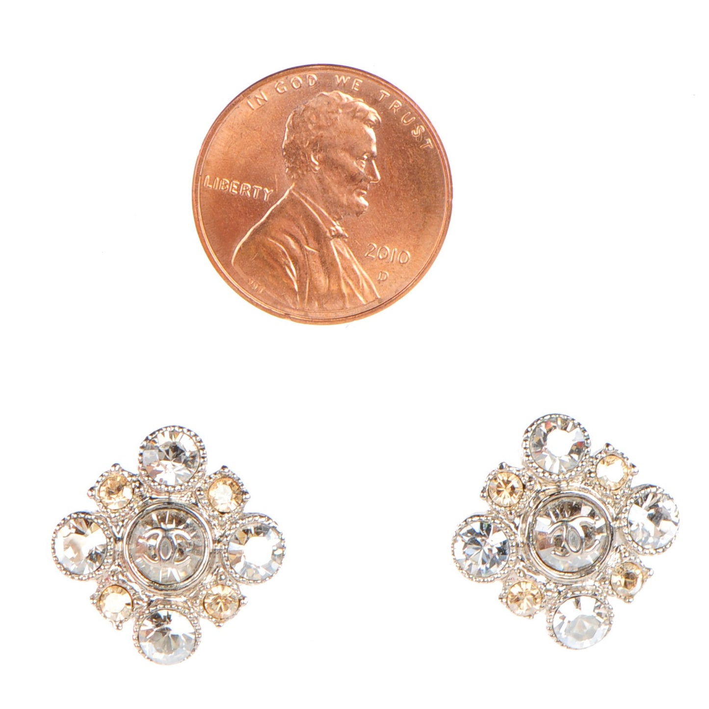 Crystal CC Earrings Silver