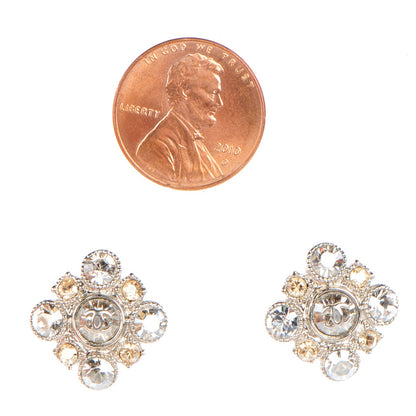 Chanel Crystal CC Earrings Silver 2 of 5