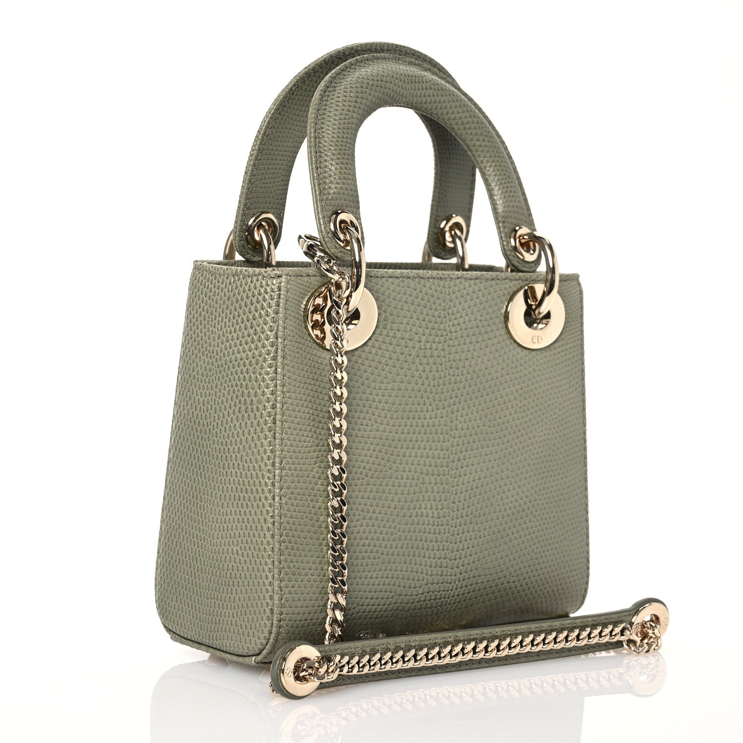 Christian Dior Lizard Mini Lady Dior  Vert Saule 3 of 16