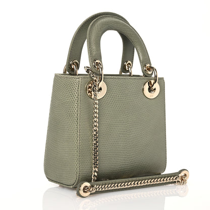 Christian Dior Lizard Mini Lady Dior  Vert Saule 3 of 16