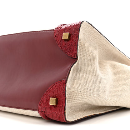Celine Canvas Crocodile Embossed Bi-Color Mini Luggage Beige Red 9 of 14