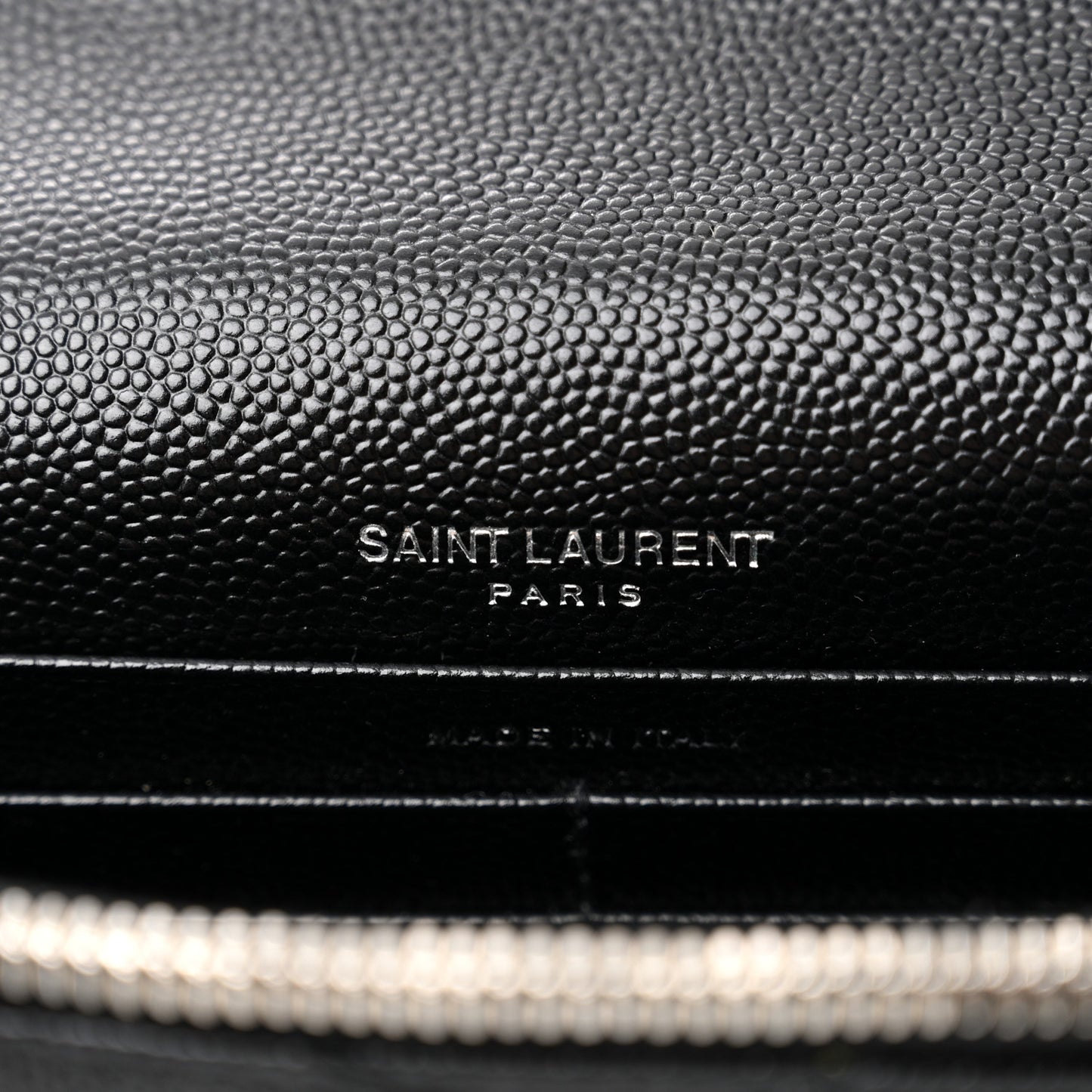 Grain De Poudre Matelasse Chevron Monogram Envelope Chain Wallet Black