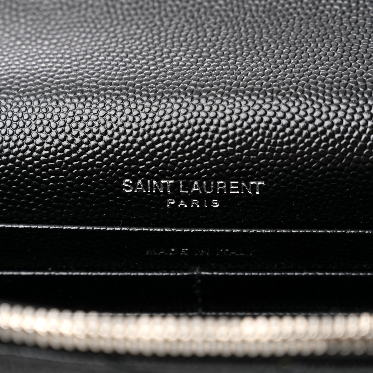 Saint Laurent Grain De Poudre Matelasse Chevron Monogram Envelope Chain Wallet Black 6 of 10