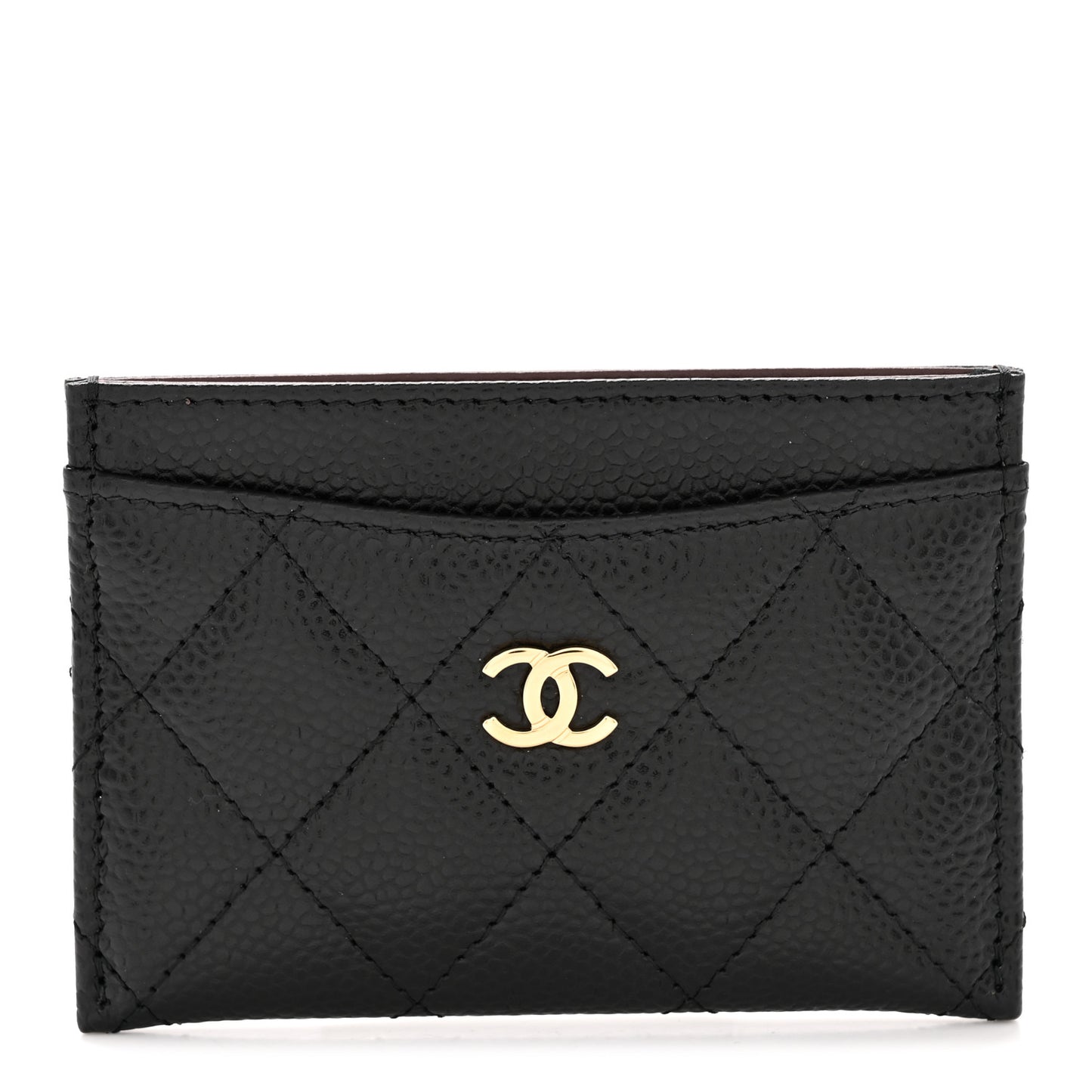 Caviar Quilted Card Holder Black