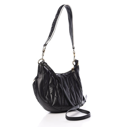 Miu Miu Nappa Matelasse Rider Shoulder Bag Black Blue 4 of 12