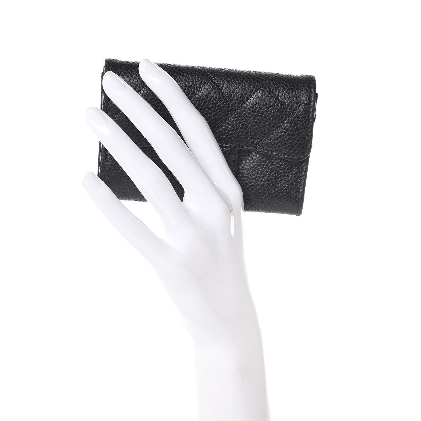 Caviar Quilted Flap Card Holder Black