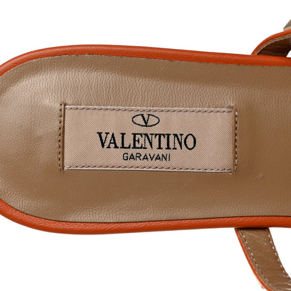 Valentino Garavani Nappa Rockstud Caged Flat Slide Sandals 38 Orange Zest 7 of 9