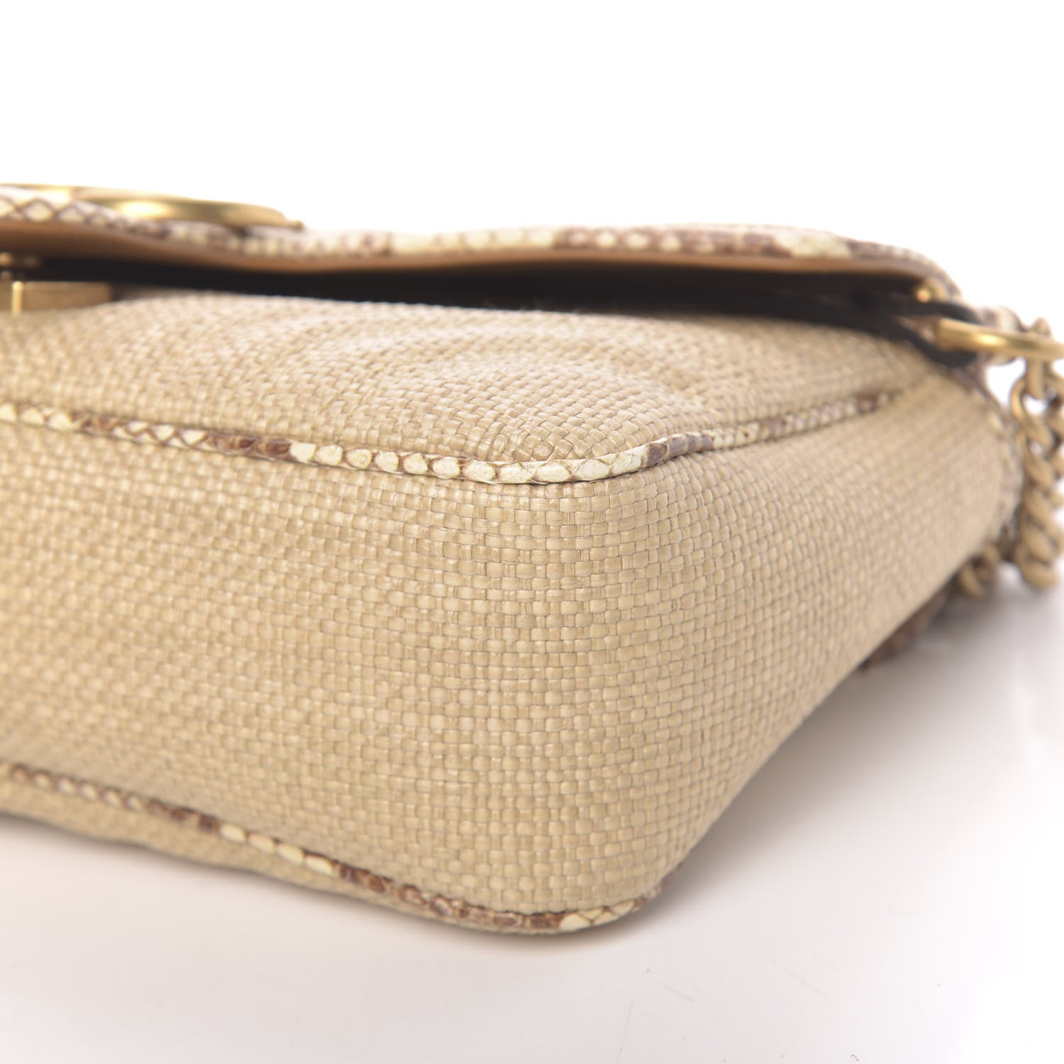 Gucci Raffia Elaphe Matelasse Small GG Marmont Shoulder Bag Natural Cream Brown 10 of 11
