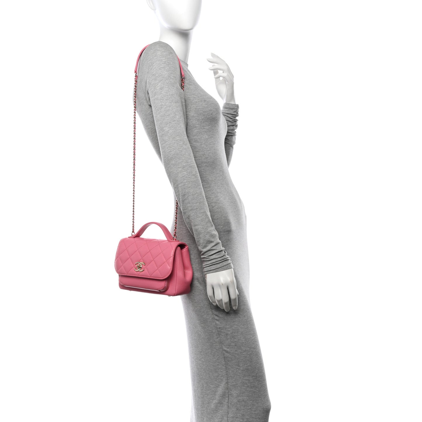 Caviar Quilted Small Business Affinity Flap Pink
