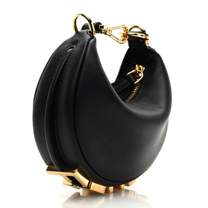 Fendi Vitello Grace Matte Nano Fendigraphy Hobo Charm Black 3 of 7