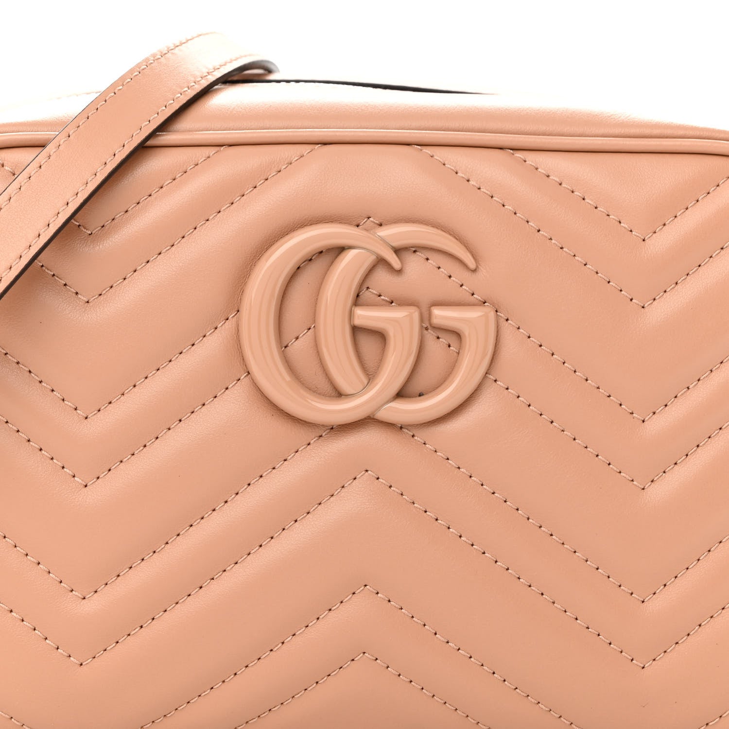 Gucci Calfskin Matelasse Monochrome Small GG Marmont Chain Shoulder Bag Camelia 9 of 11