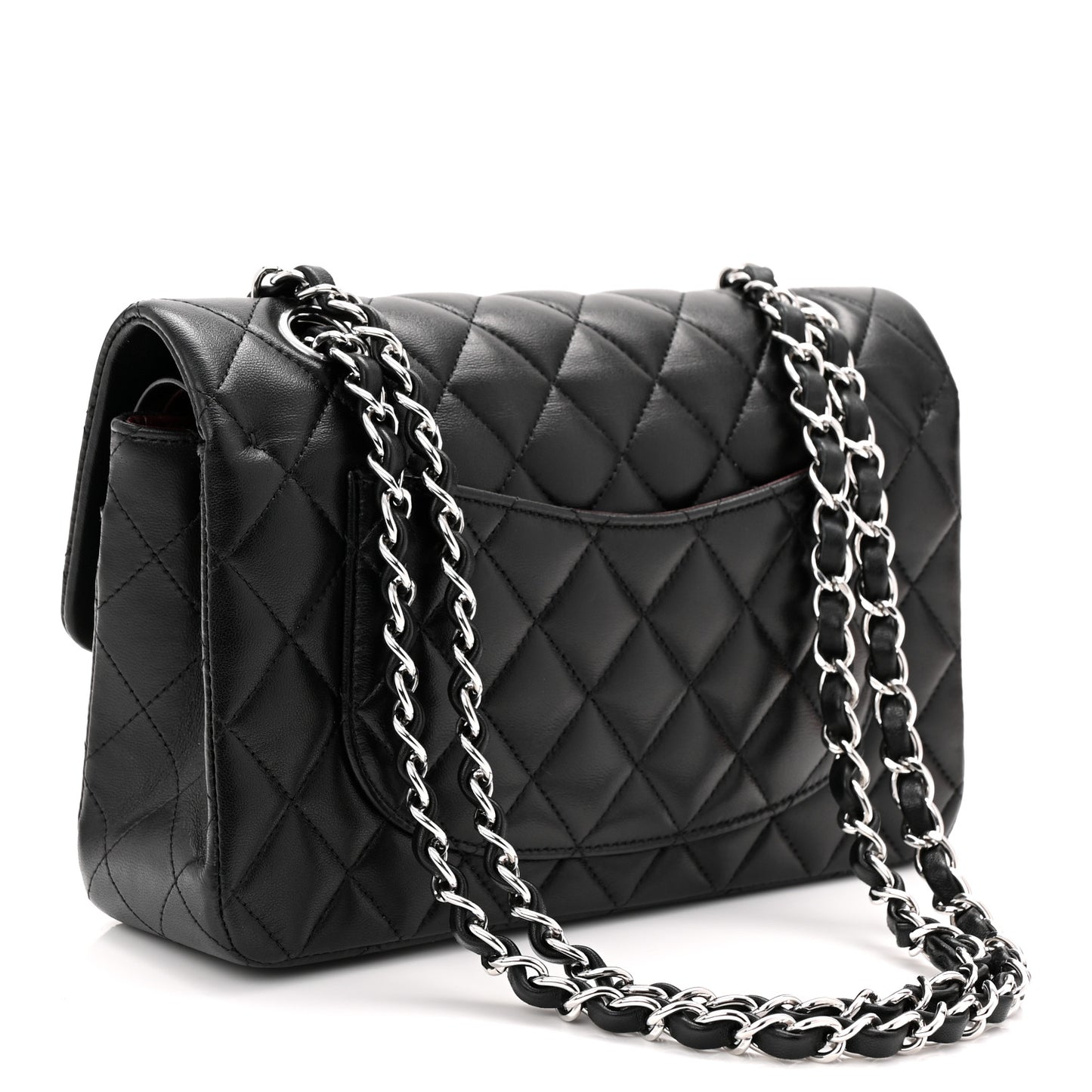 Lambskin Quilted Small Double Flap Black