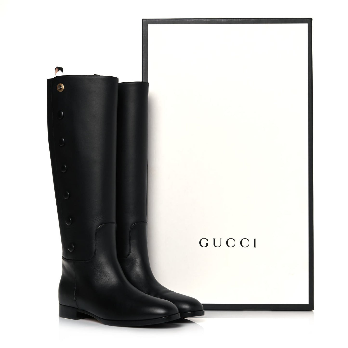 Calfskin Buttons Lifford Knee High Boots 38.5 Black