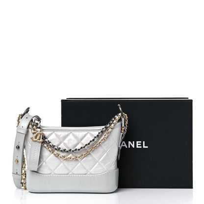 Chanel Metallic Aged Calfskin Quilted Small Gabrielle Hobo Silver 10 of 10