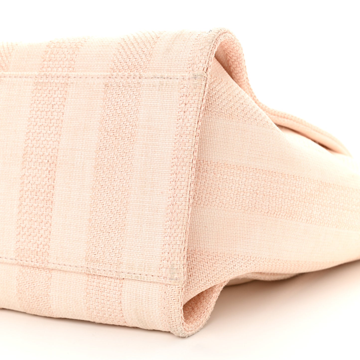 Mixed Fibers Calfskin Striped Medium Deauville Tote Light Pink