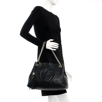Gucci Pebbled Calfskin Medium Soho Chain Shoulder Bag Black 2 of 7