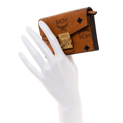 MCM Visetos Mini Accordion Card Wallet Cognac 2 of 8