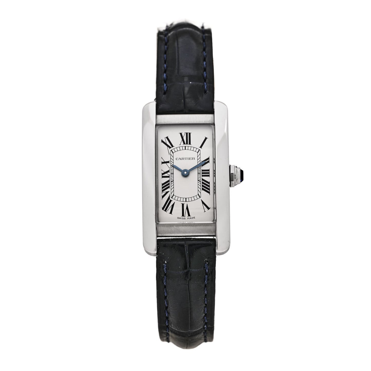 Stainless Steel Alligator 19mm Tank Americaine Quartz Watch Blue