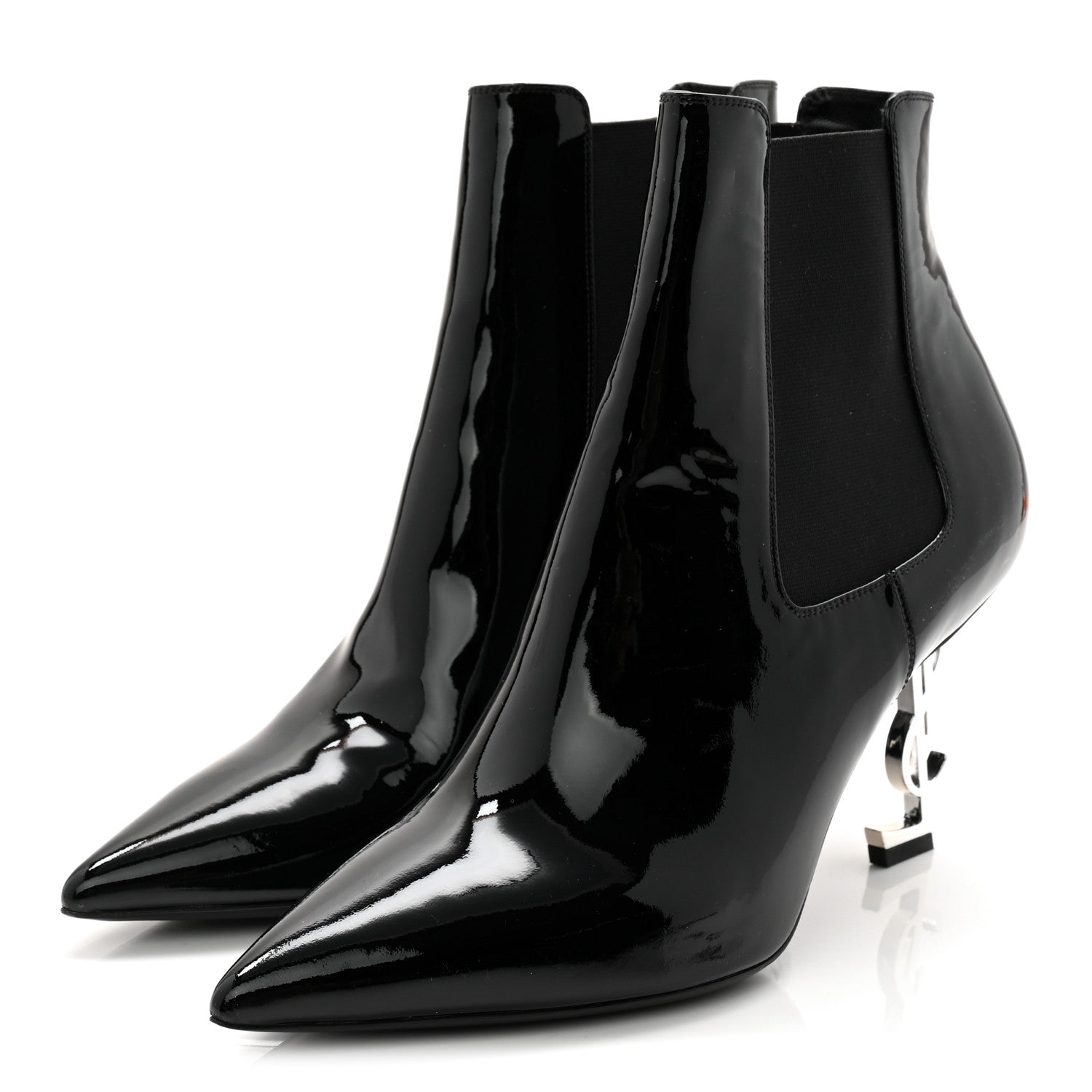 Saint Laurent Patent Opyum Ankle Booties 40 Black 3 of 11