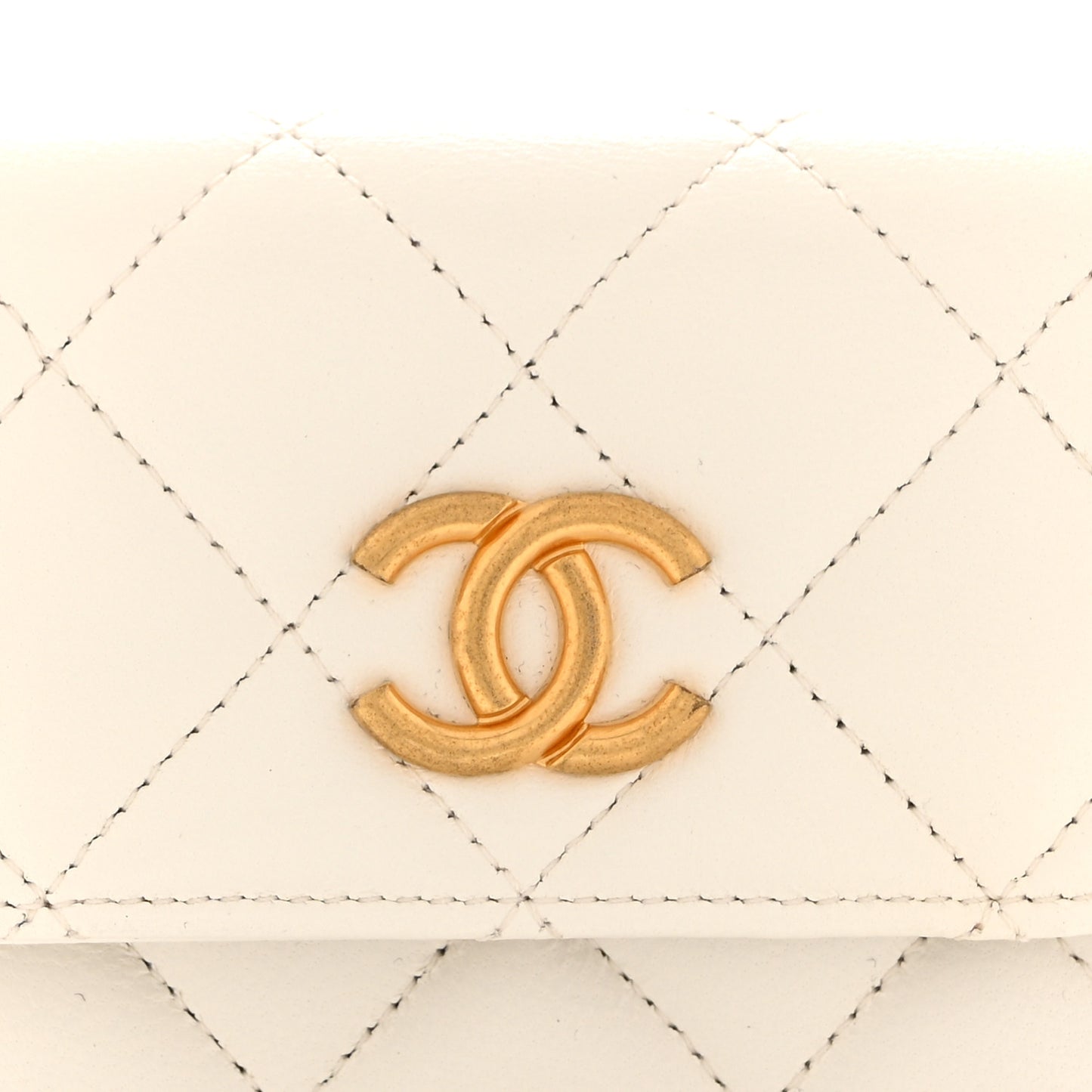 Goatskin Quilted Punk Essentials Chain Mini Flap Belt Bag White