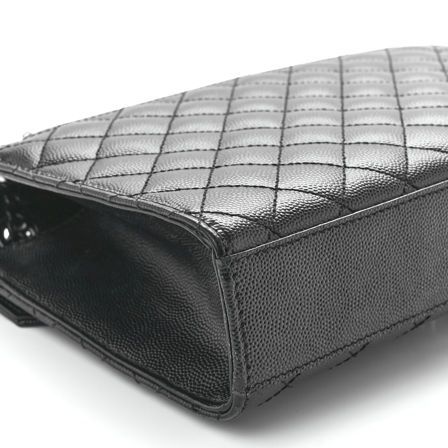 Grain De Poudre Textured Mixed Matelasse Triquilt Medium Monogram Monochrome Satchel Black
