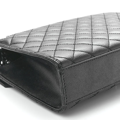 Saint Laurent Grain De Poudre Textured Mixed Matelasse Triquilt Medium Monogram Monochrome Satchel Black 11 of 12