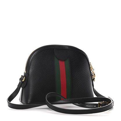 Gucci Calfskin GG Web Small Ophidia Dome Shoulder Bag Black 3 of 12