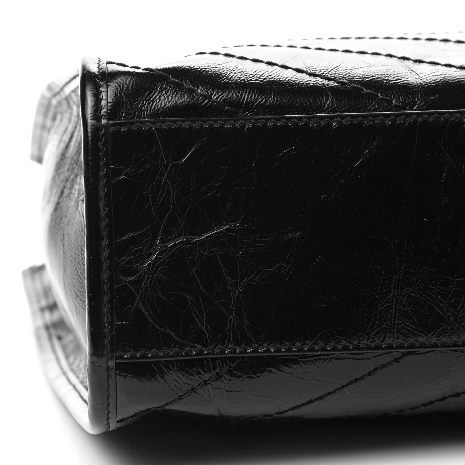 Saint Laurent Crinkled Calfskin Matelasse Monogram Medium Niki Shopper Tote Black 6 of 9