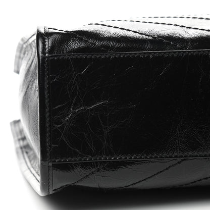 Saint Laurent Crinkled Calfskin Matelasse Monogram Medium Niki Shopper Tote Black 6 of 9