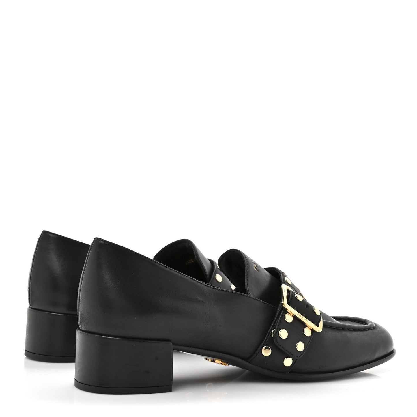 Calfskin Modellerie Stud Loafers 39.5 Black