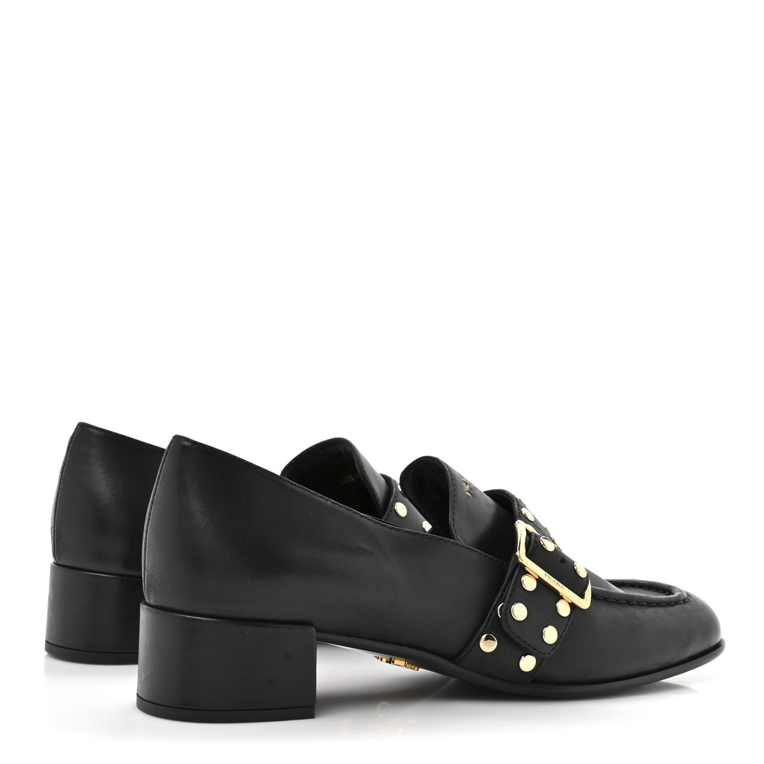 Prada Calfskin Modellerie Stud Loafers 39.5 Black 5 of 11