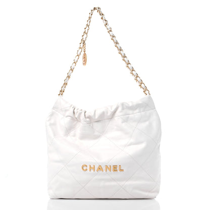 Chanel Shiny Calfskin Quilted Small Chanel 22 White 3 of 12