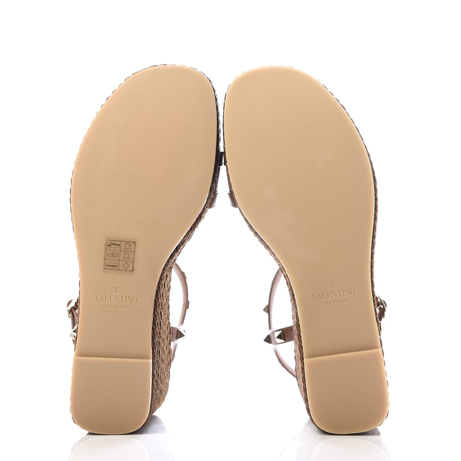 Valentino Garavani Calfskin Rockstud Torchon Espadrille 25/115mm Wedge Sandals 41 Cuoio 6 of 11