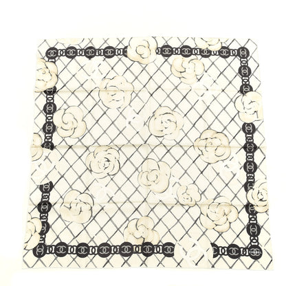 Chanel Silk Camellia CC Square Scarf Ivory 1 of 3