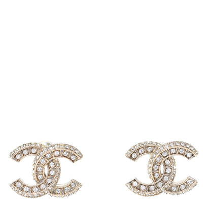 Chanel Crystal Timeless CC Earrings Light Gold 1 of 5