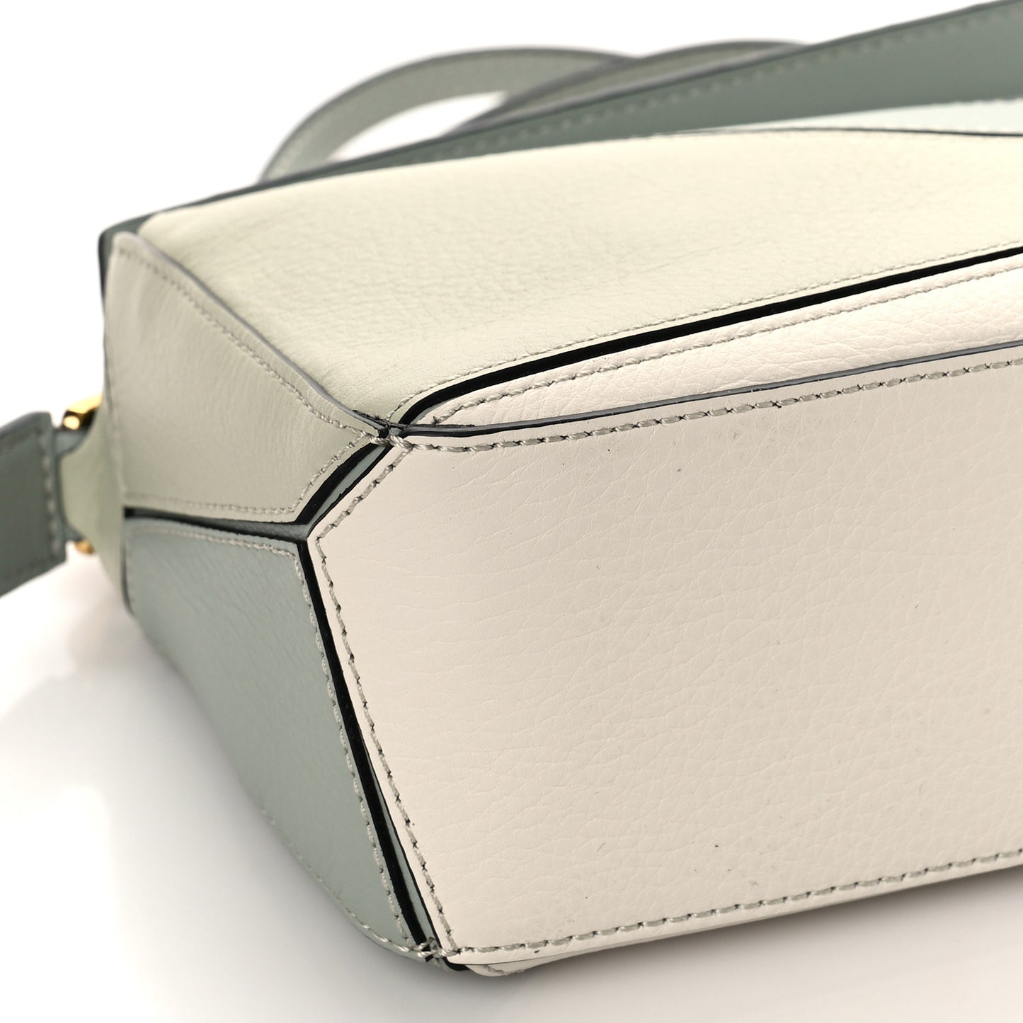 Calfskin Mini Puzzle Bag Ash Grey Marble Green