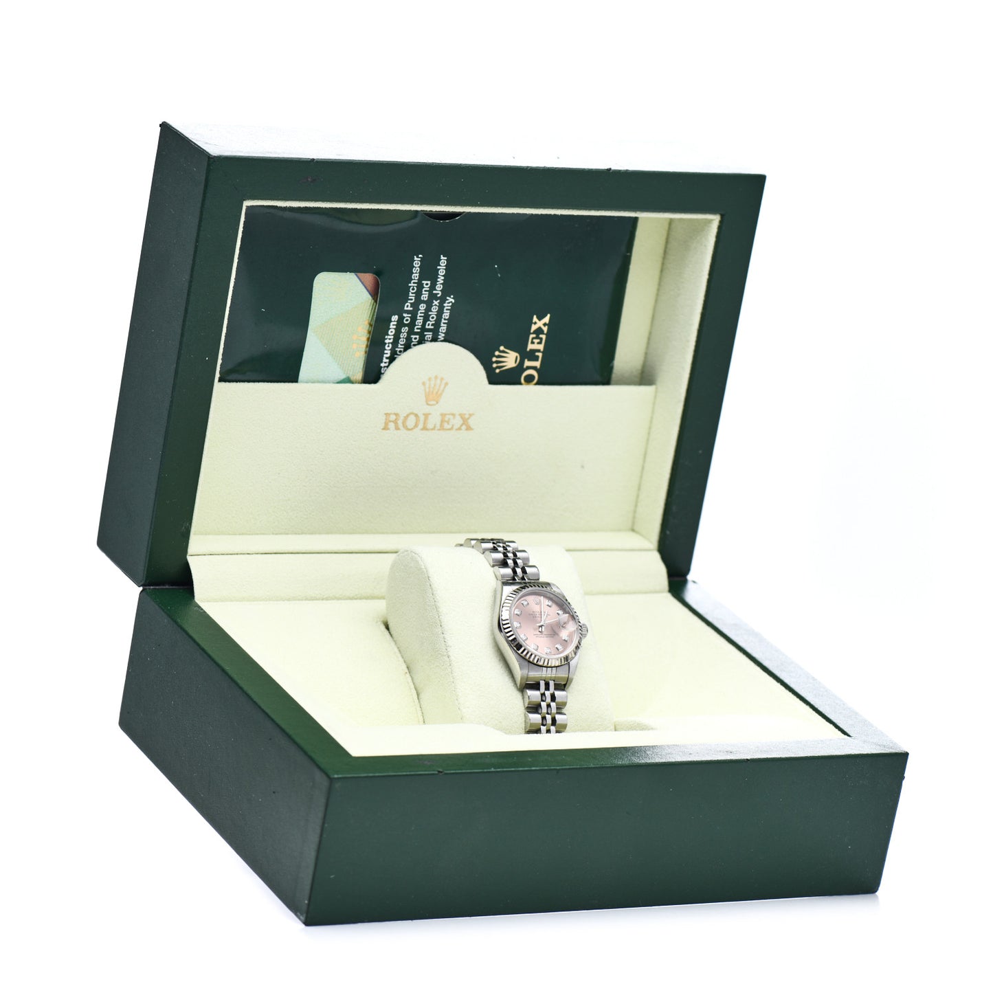 Stainless Steel 18K White Gold Diamond 26mm Oyster Perpetual Datejust Watch Pink 79174