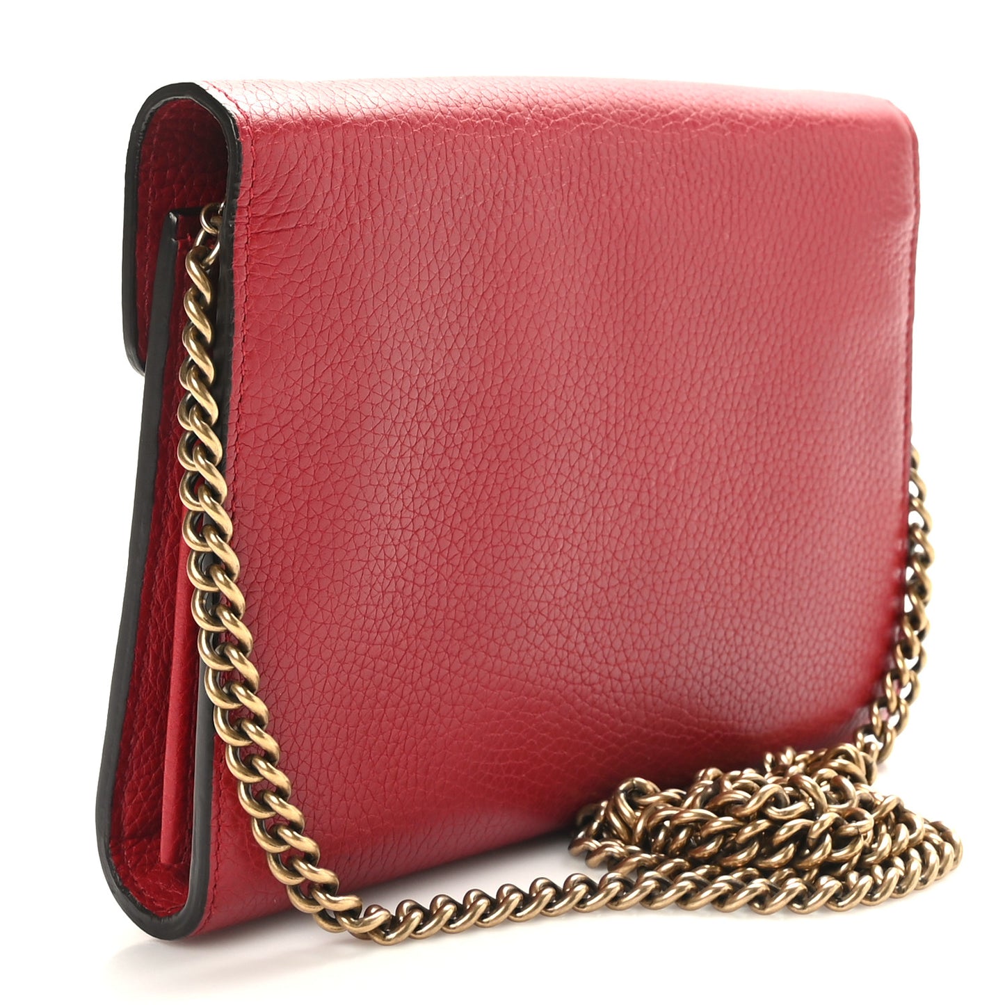Calfskin GG Marmont Chain Wallet Vulcanic Red