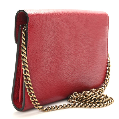 Gucci Calfskin GG Marmont Chain Wallet Vulcanic Red 3 of 9