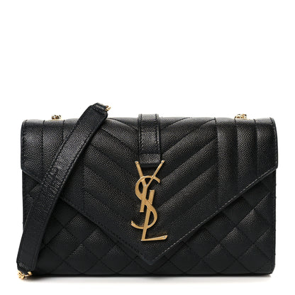 Saint Laurent Grain De Poudre Textured Mixed Matelasse Triquilt Small Monogram Satchel Black 1 of 11