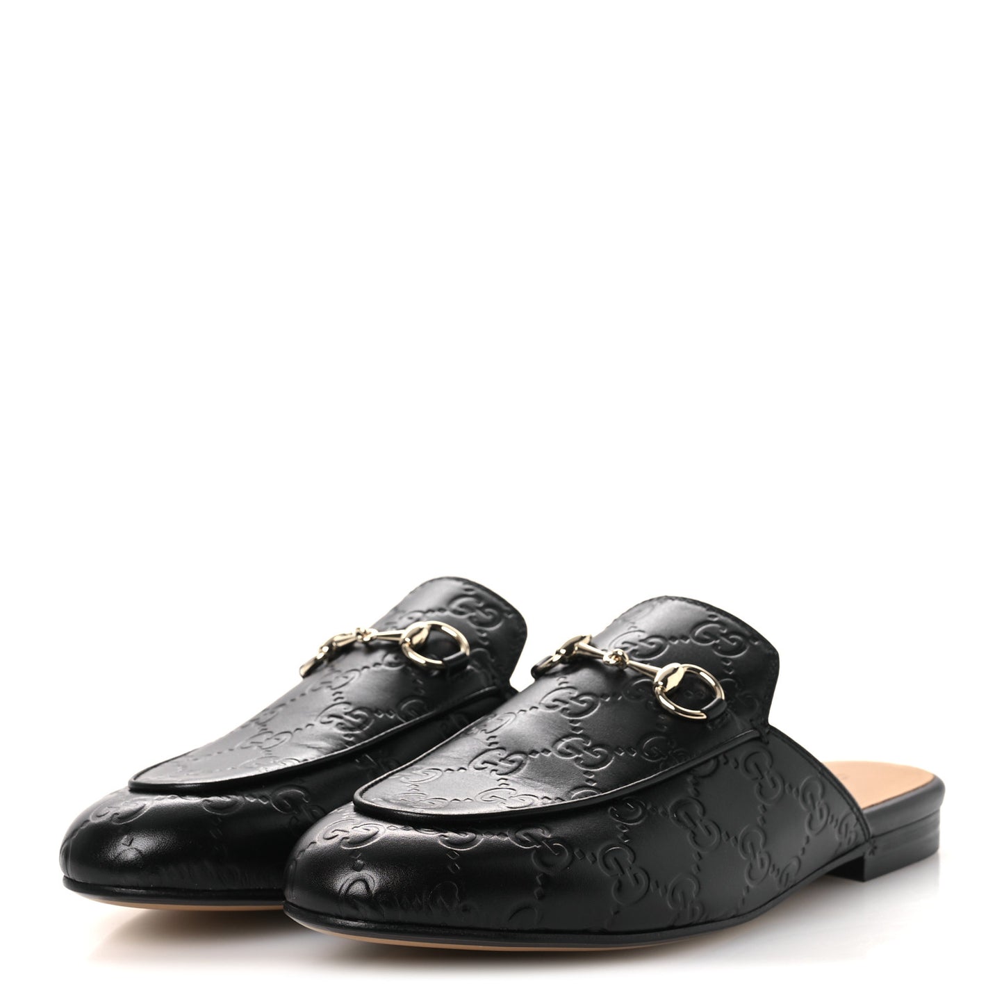 Glamour Calfskin Guccissima Womens Princetown Slippers 37.5 Black
