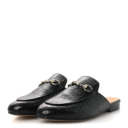 Gucci Glamour Calfskin Guccissima Womens Princetown Slippers 37.5 Black 4 of 13