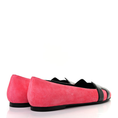 Hermes Velvet Goatskin Patent Epsom Nice Ballerina Flats 37.5 Fuchsia Black 4 of 7