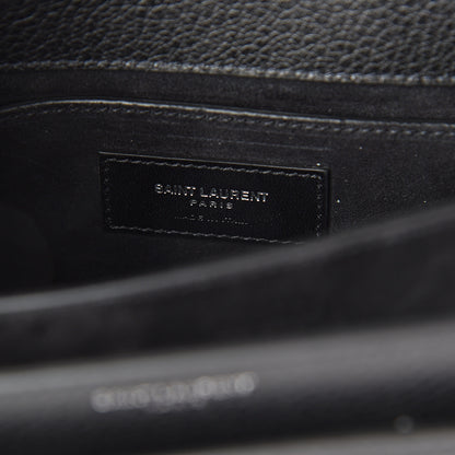 Saint Laurent Grained Calfskin Medium Monogram Sunset Satchel Black 5 of 8