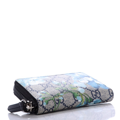 Gucci GG Supreme Monogram Blooms Zip Around Card Case Wallet Beige Blue Navy 4 of 7