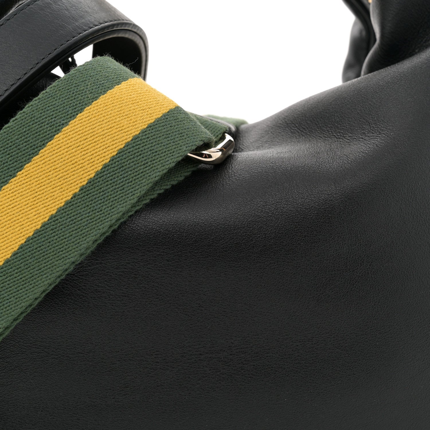 Gucci Aria Calfskin Web Large Attache Shoulder Bag Black 8 of 11