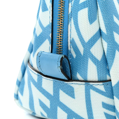 Fendi X SARAH COLEMAN Glazed Canvas Vitello King FF Vertigo Small Trapezoid Beauty Pouch Cyber Blue White 10 of 10